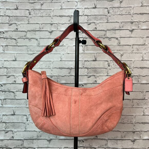 Coach Y2K Pink Split Suede Tassel Soho Hobo Shoulder Bag 8A14 - Picture 1 of 8